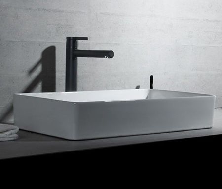 Раковина из сантехнического фаянса CeramaLux 9396 60х40 накладная цвет белый без отверстий под смеситель