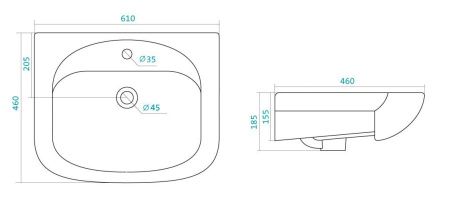 Раковина из сантехнического фарфора Santek Стелла WH112450 60х50 накладная цвет белый