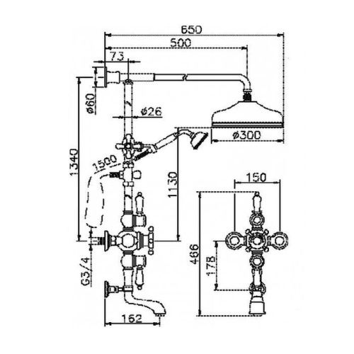 Душевая стойка Cisal Victorian 592.VN32H.CR настенная цвет хром - фото 2