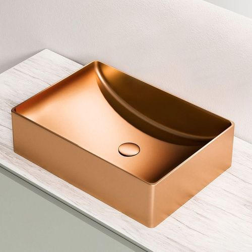 Раковина из нержавеющей стали AltroBagno Futuro AltroBagnoFuturo001015RaSp 50х30 накладная цвет медь - фото 5