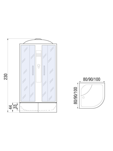 Душевая кабина River DESNA 10000006149 100х100 четверть круга с крышей ориентация универсальная - фото 2