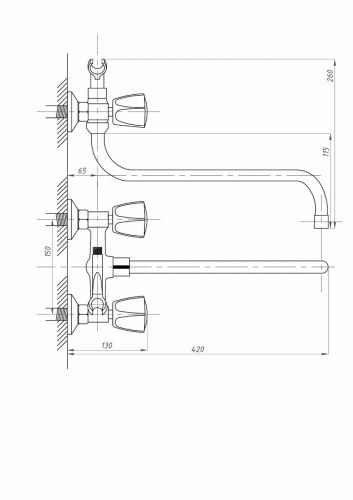 Смеситель для ванны и душа FAUZT FZs-511-17 настенный хром - фото 4