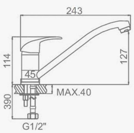 Смеситель для кухни D-Lin D154602-7 на мойку хром