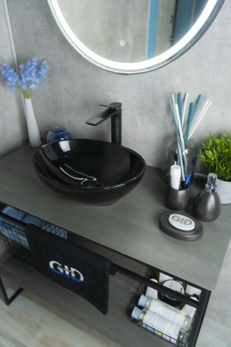 Раковина керамическая Gid Esfera 52231 40х30 накладная цвет черный без отверстий под смеситель - фото 4