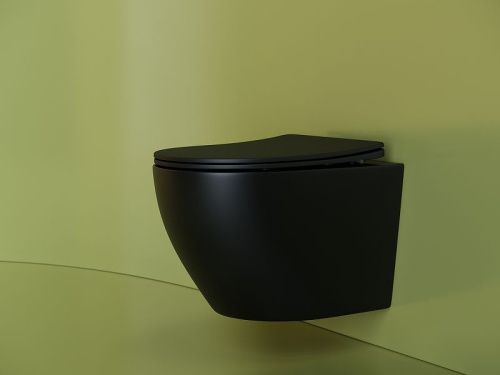 Унитаз подвесной Ceramica Nova UNO CN11001MB черный с сиденьем микролифт безободковый душевой смыв - фото 2