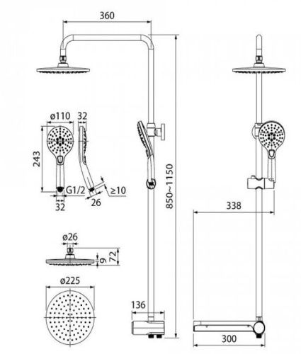 Душевая стойка Iddis Ray RAYSW3Fi76 настенная цвет белый - фото 5