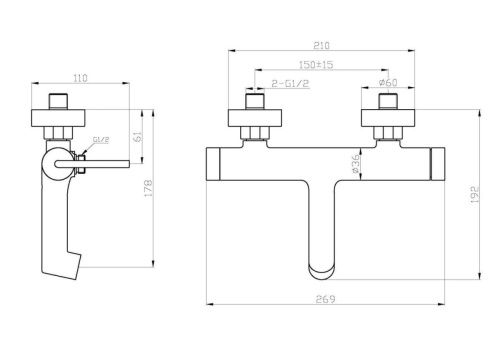 Смеситель BelBagno ACQUA ACQUA-VASM-CRM настенный хром - фото 2