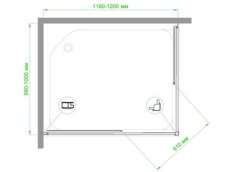 Душевой уголок Royal Bath HPD RB1120HPD-C-BL 120х100 стекло матовое профиль черный без поддона
