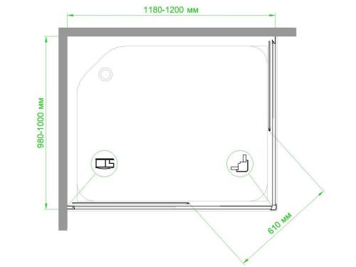 Душевой уголок Royal Bath HPD RB1120HPD-C-CH 120х100 стекло рифленое профиль хром без поддона - фото 2