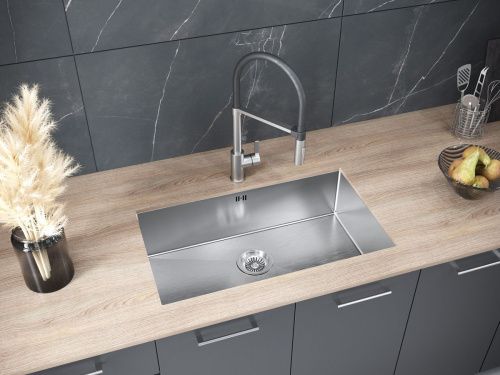 Кухонная мойка Paulmark GERBERG 74 UNI PM257444-BS 70х40 цвет серый поверхность брашированная - фото 3