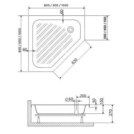 Душевой поддон акриловый RGW Acryl 16180500-51 100х100 белый