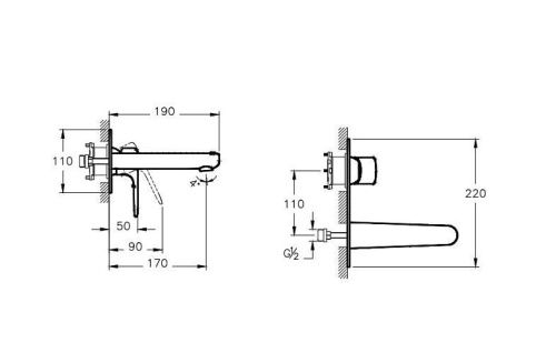 Смеситель для раковины Vitra Root Round A4272136EXP встраиваемый в стену черный - фото 2