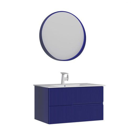 Тумба с раковиной Orka Moonlight 5001498 90х50 подвесная цвет синий - фото 2