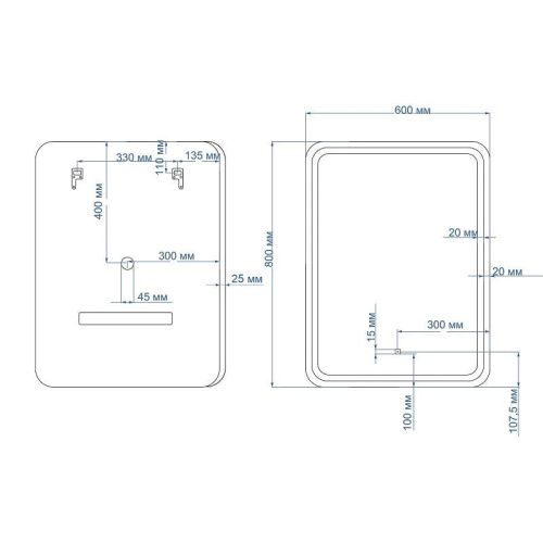 Зеркало с подсветкой и антизапотевателем Art&Max GENOVA AM-Gen-600-800-DS-F-H 60х80 подвесное - фото 3