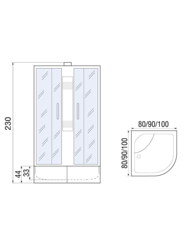 Душевая кабина River NARA 10000006203 100х100 четверть круга без крыши ориентация универсальная - фото 2