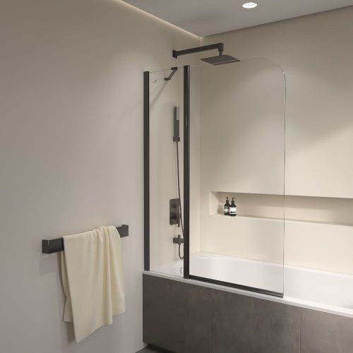 Душевая шторка на ванну RGW Screens 351101112-14 120х140 стекло прозрачное профиль черный ориентация универсальная - фото 2