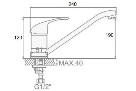 Смеситель для кухни D-Lin D154409-6 на мойку хром