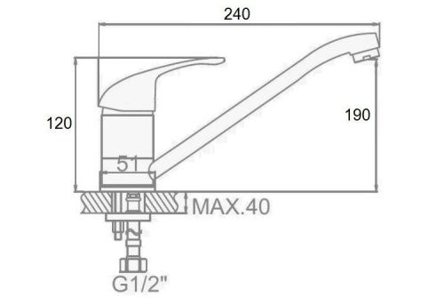 Смеситель для кухни D-Lin D154410-6 на мойку хром - фото 2