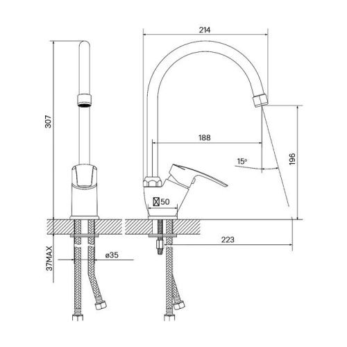 Смеситель для кухни IDDIS Ray RAYSB00i05 на мойку хром - фото 2