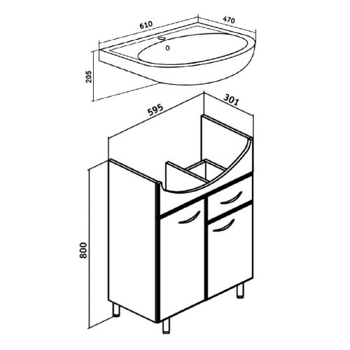 Тумба под раковину Runo Уют 00000000501 60х30 напольная цвет белый - фото 4