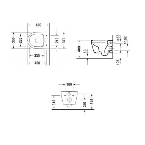 Унитаз подвесной Duravit Me by Starck 45300900A1 (253009+002019) белый с сиденьем микролифт безободковый - фото 2