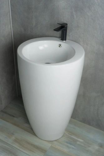 Раковина керамическая Gid Autonomo 81106 50х50 напольная цвет белый 1 отверстие под смеситель - фото 4