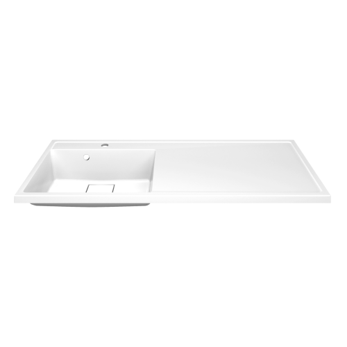 Раковина из искусственного камня Paola Paola Magenta 1100 L 110х50 подвесная цвет белый 1 отверстие под смеситель