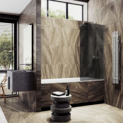 Душевая шторка на ванну Maybah Glass MGV-153-5у 75х140 стекло тонированное профиль хром ориентация универсальная - фото 3