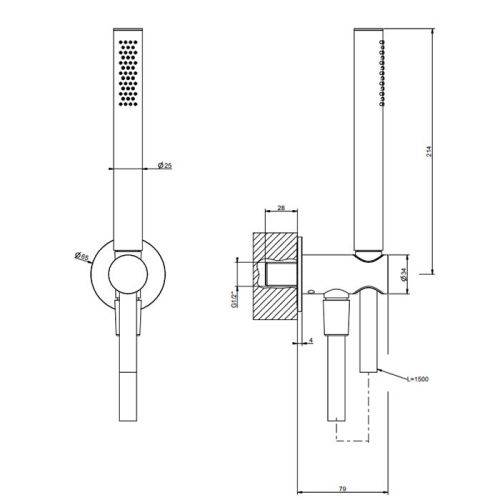 Душевой гарнитур Gessi Gessi316 54023#707 настенный черный - фото 2