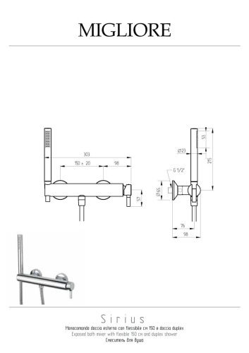 Смеситель для душа Migliore SIRIUS 28180 настенный золото - фото 2