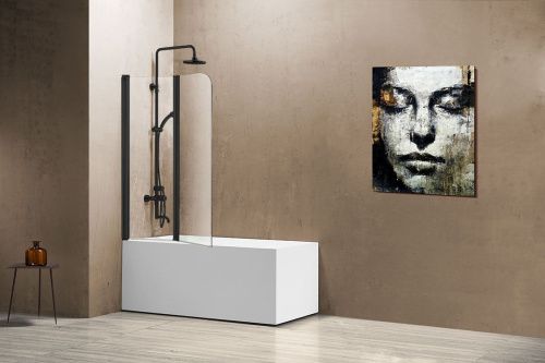 Душевая шторка на ванну Vincea VSB VSB-12114CLB 115х140 стекло прозрачное профиль черный ориентация универсальная - фото 2