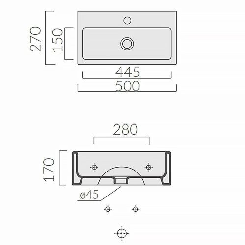 Раковина из сантехнического фарфора Galassia Plus Design 6031M 50х30 накладная цвет белый 1 отверстие под смеситель - фото 3