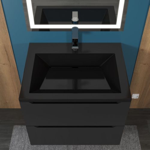 Раковина из искусственного камня Uperwood Olivia ROlivia60bg 60х50 полувстраиваемая цвет черный - фото 5