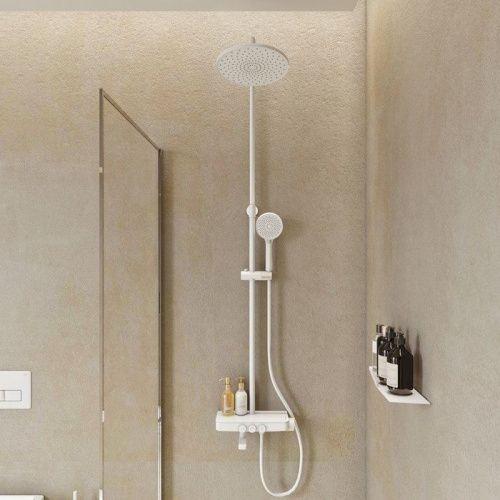 Душевая стойка Iddis Shelfy SHEWTBTi06 настенная цвет белый - фото 3