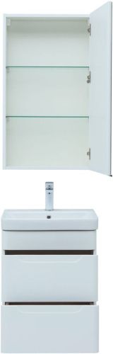 Комплект мебели: тумба с раковиной + зеркало-шкаф Aquanet София 00274191 50х50 подвесной цвет белый - фото 4
