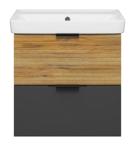 Тумба под раковину Misty Форест Э-Фор-09060-0219-2Я 60х30 подвесная цвет коричневый/серый - фото 2