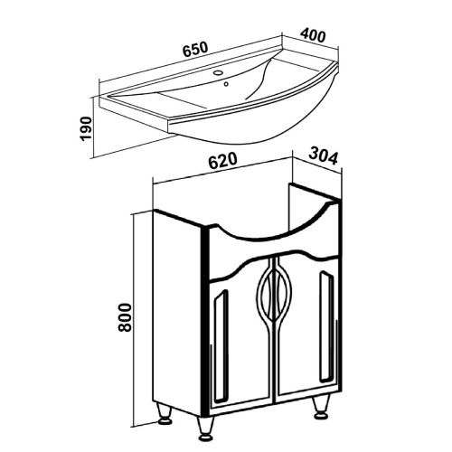 Тумба под раковину Runo ТОЛЕДО 00000001038 60х30 напольная цвет белый - фото 4