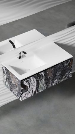 Раковина из искусственного камня S-Stone Salini Onda 1402206MN 200х70 накладная цвет белый