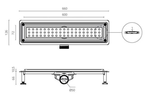 Душевой лоток Ctesi FLOW ROUND BK4024730 60х15 хром - фото 2