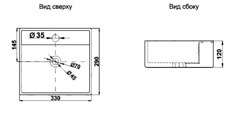 Раковина из сантехнического фаянса Velvex 7440A 30х30 накладная цвет белый 1 отверстие под смеситель - фото 3
