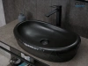 Раковина керамическая Gid Creativo 53357 60х40 накладная цвет черный без отверстий под смеситель