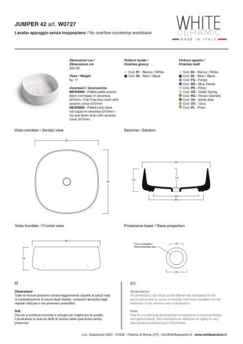 Раковина керамическая White Ceramic Jumper W072705 40х40 накладная цвет черный - фото 2