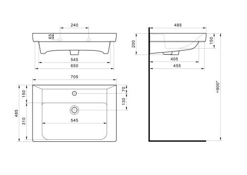 Раковина из сантехнического фарфора Santek Тигода WH302083 70х50 накладная цвет белый - фото 4