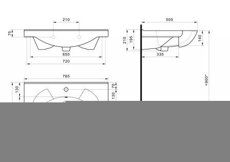 Раковина из сантехнического фарфора Santek Байкал WH110259 80х50 накладная цвет белый