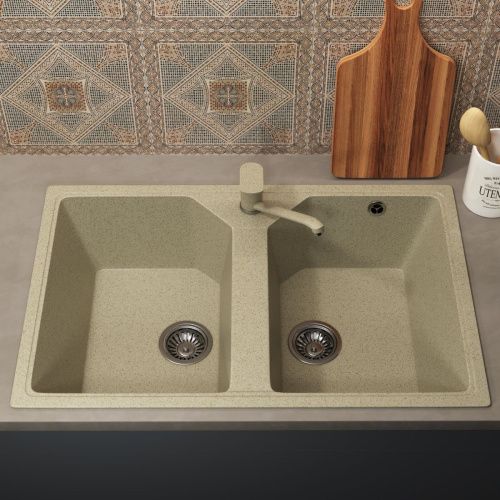 Кухонная мойка Uperwood ECON UPD-402 4010202113 75х50 цвет бежевый поверхность матовая - фото 3