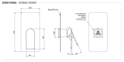 Смеситель для душа Remer Infinity I30KBNO встраиваемый в стену черный - фото 2