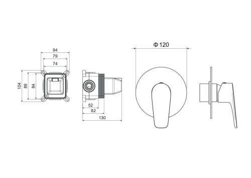 Смеситель для душа Aquatek Бетта AQ1166BGM встраиваемый в стену вороненая сталь - фото 2