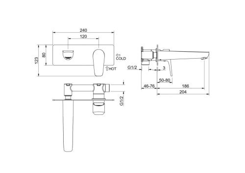 Смеситель Aquatek Бетта AQ1113BGM встраиваемый в стену вороненая сталь - фото 3