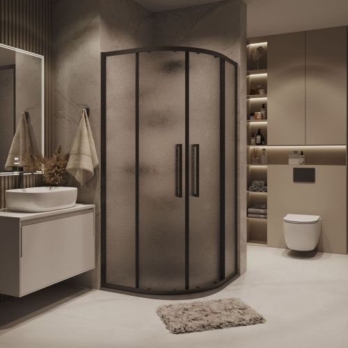 Душевой уголок Grossman Cosmo 301.K33.02.1010.21.02 100х100 стекло текстурное профиль черный без поддона - фото 4