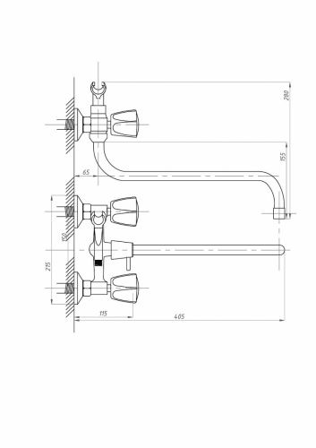 Смеситель для ванны и душа FAUZT FZs-471-17 настенный хром - фото 4